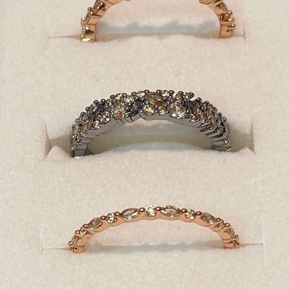 Bomb Party Ring 9 Hustle And Heart Luxe Band Smokey Topaz Brown Tourmaline W/CZ - Picture 2 of 7